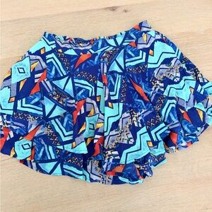 Chic Blue and Red Geometric Skirt